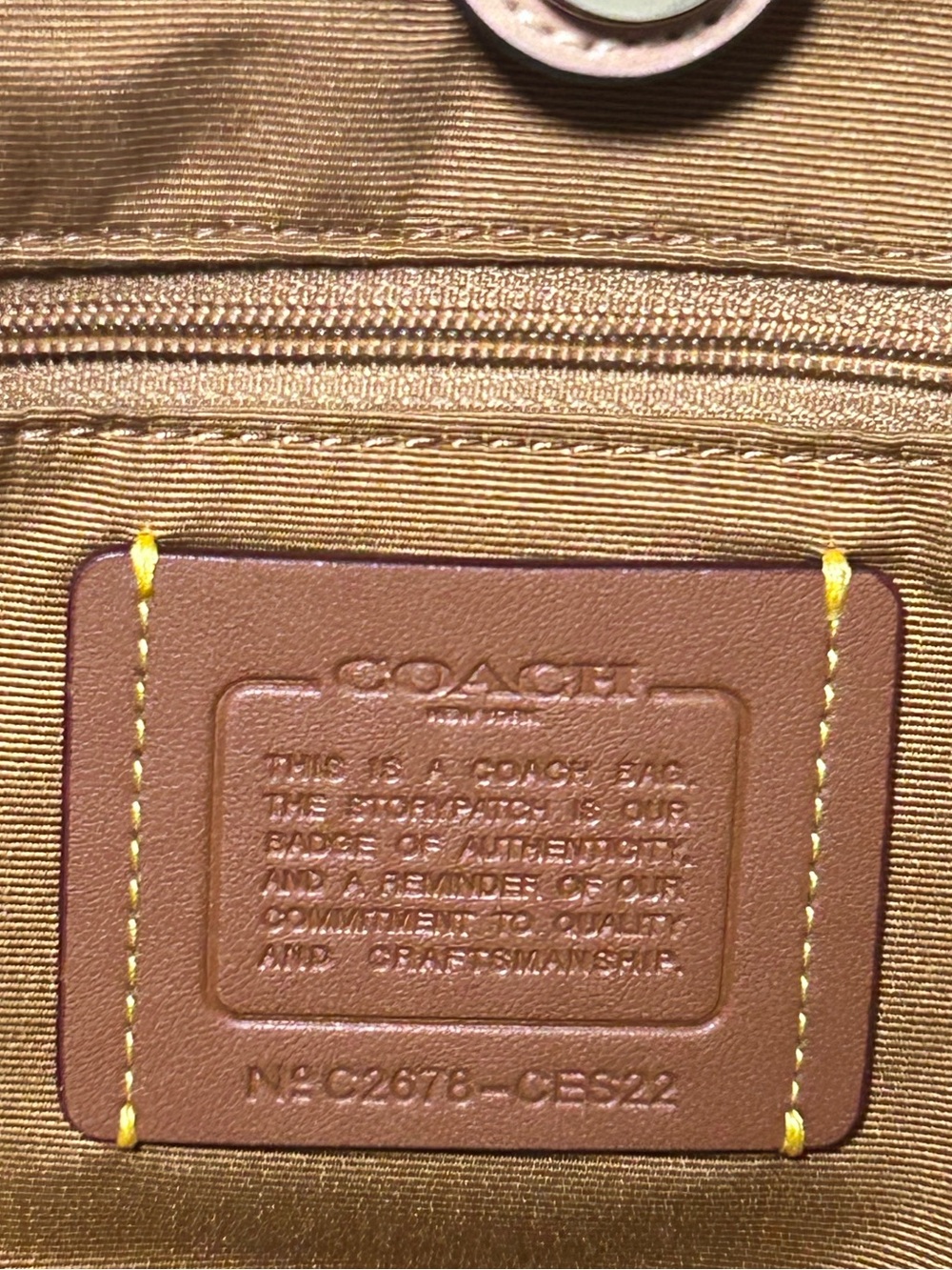 COACH City Tote in Gingham Straw w/Leather Trim - Picture 8 of 9